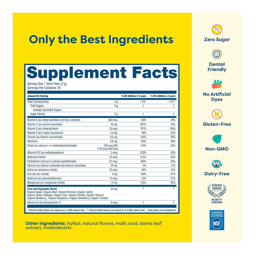 Hiya Kids Multivitamin sticks, 20 Count
