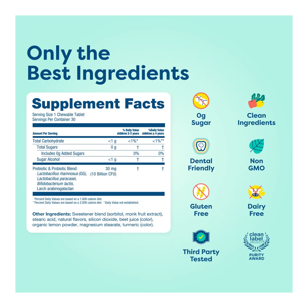 Hiya Kids Daily Probiotics Chewables , 30 Count