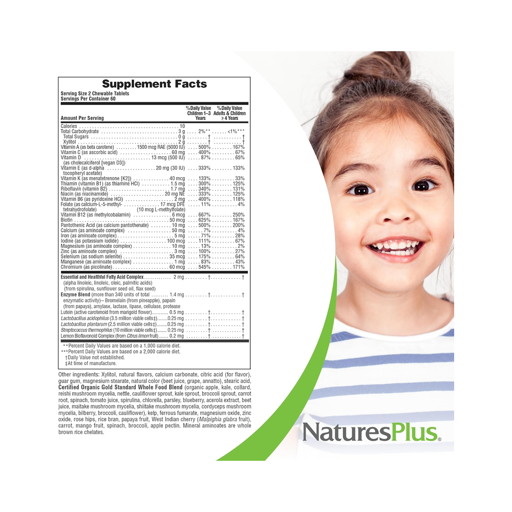 NaturesPlus Animal Parade Gold Multivitamin Children's Chewable, 60 Count
