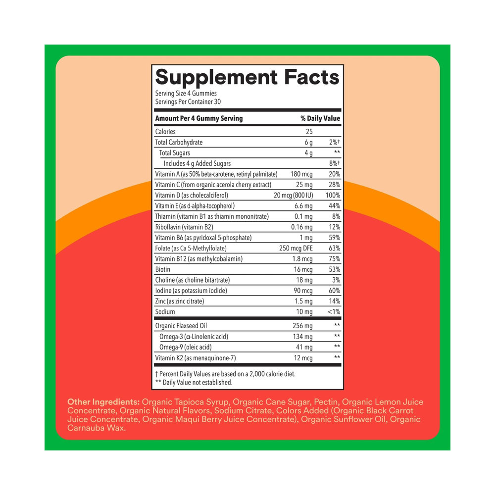 SmartyPants Kids Organic Multi & Omegas Gummies, 120 Count