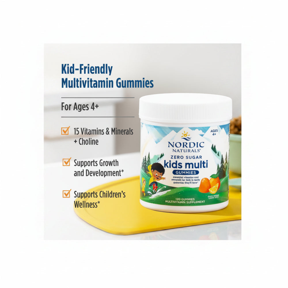Nordic Naturals Zero sugar Kids Multivitamin Gummies, 120 Count