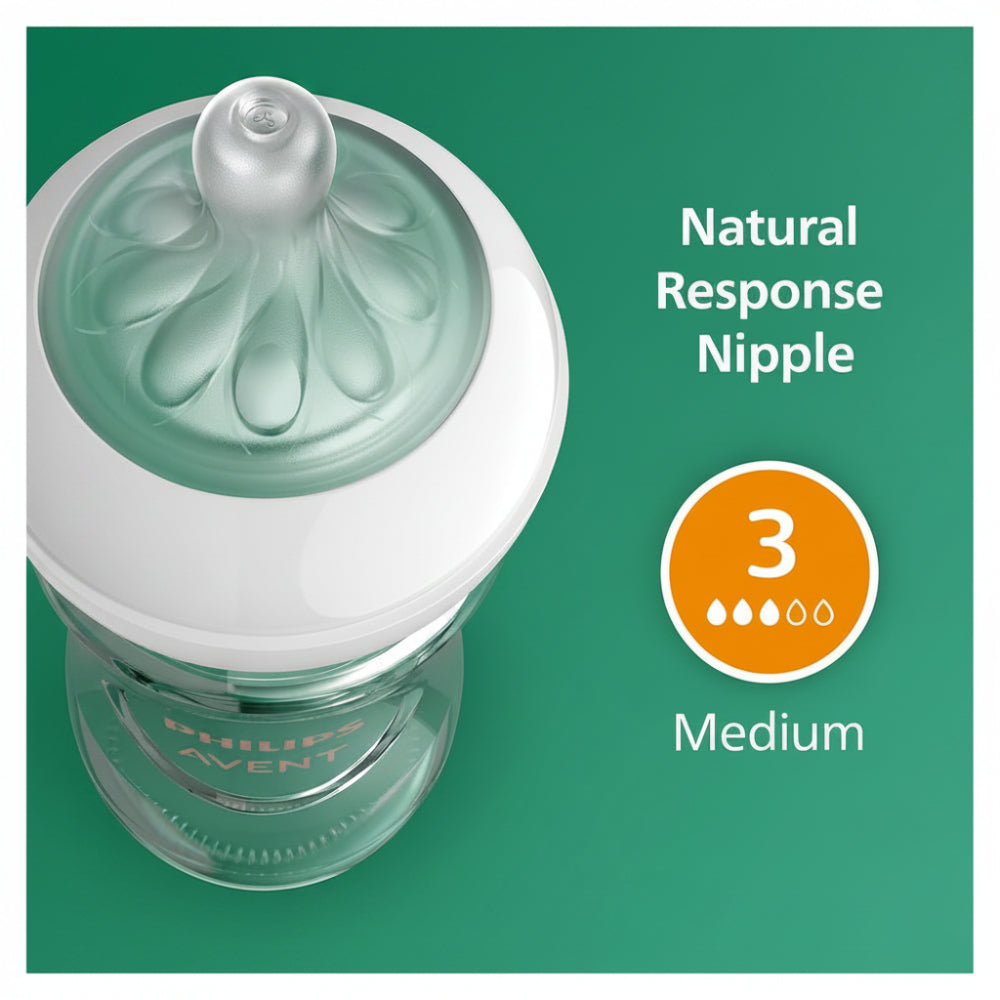 Philips Avent Natural Response Glass Baby Bottles 8 oz/240 mL 2-Pack