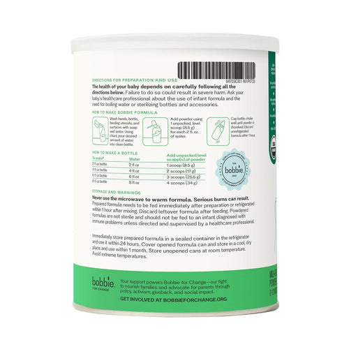Bobbie Organic Whole Milk Infant Formula