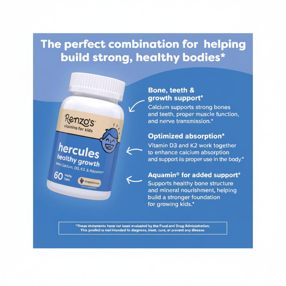 Renzo's Hercules Healthy Grow for Bones Chewable, 60 Count