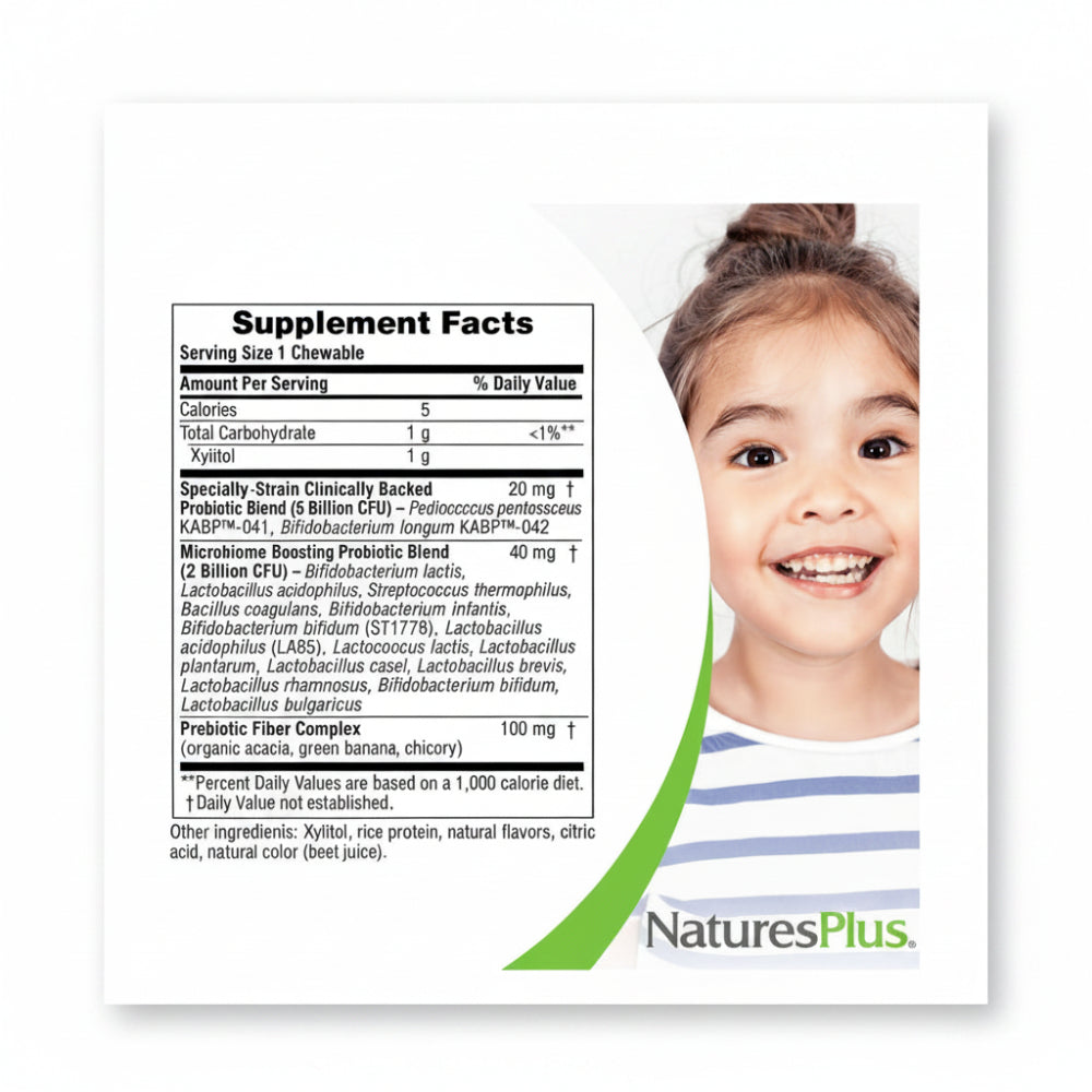 NaturesPlus Animal Parade Probiotic Chewables, 30 Count