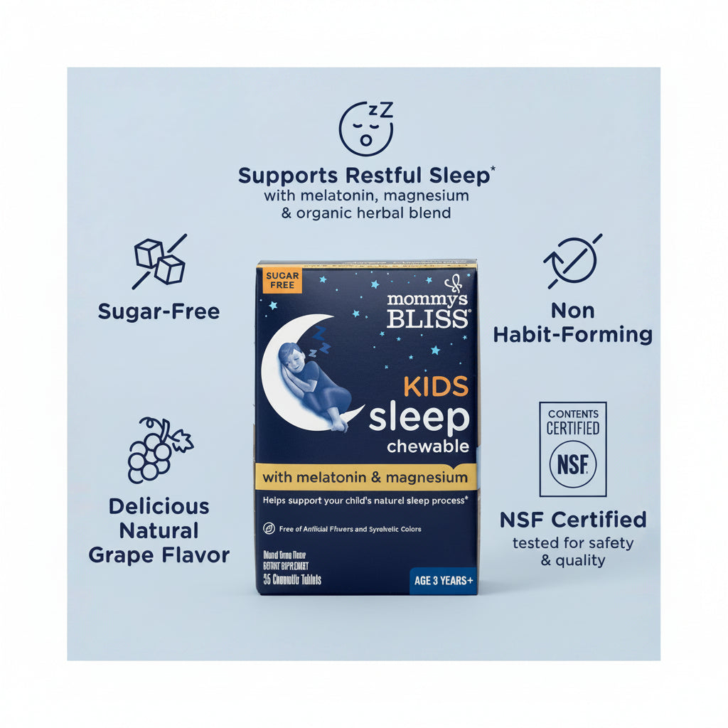 Mommy's Bliss Kids Sleep support Chewables with melatonin + Magnesium, 35 Count